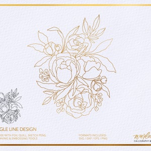 Single Line SVG Foil Quill Florals for Cricut / Silhouette