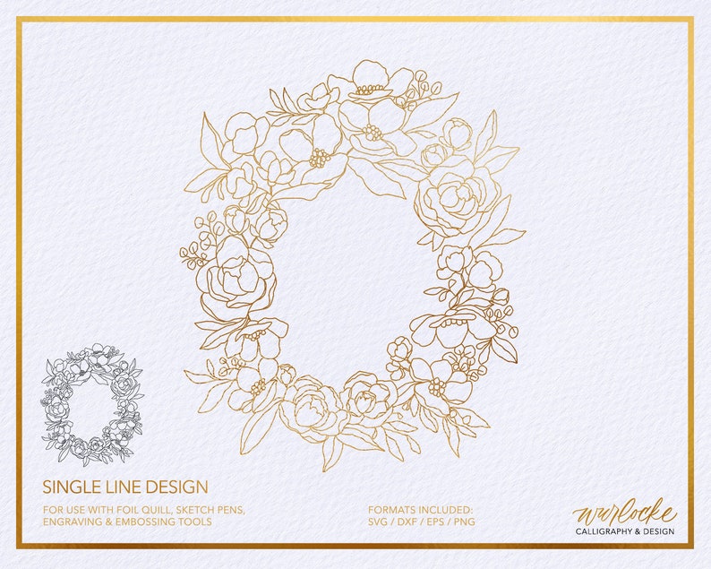 Single Line Embossing Pattern Single Line SVG Foil Quill Floral Border & Bouquets for Cricut ...