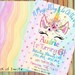 Rainbow Unicorn Birthday Invitation(Printed)