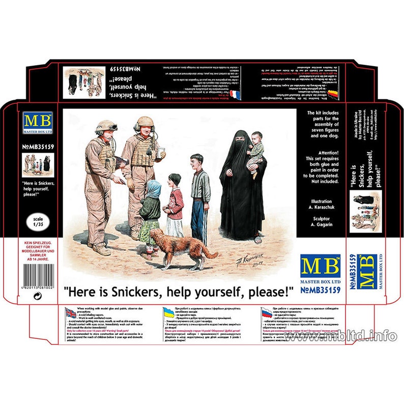 plastic kit Master Box 35159 US Tankmen /& Civilian Scale figures 135 Here is Snickers Help yourself