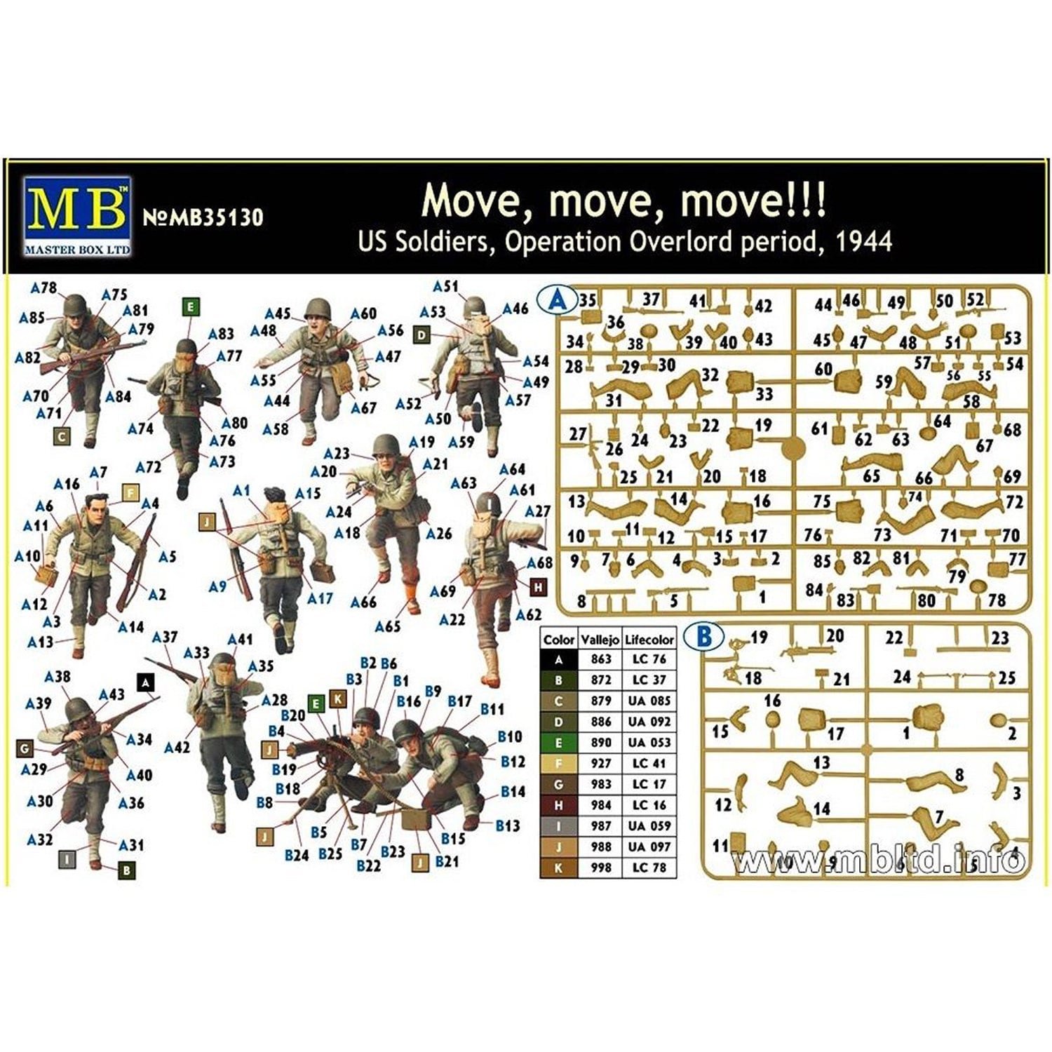 Master Box 35130 Move,Move WWII US Soldiers Operation Overlord Period 1944 1/35 