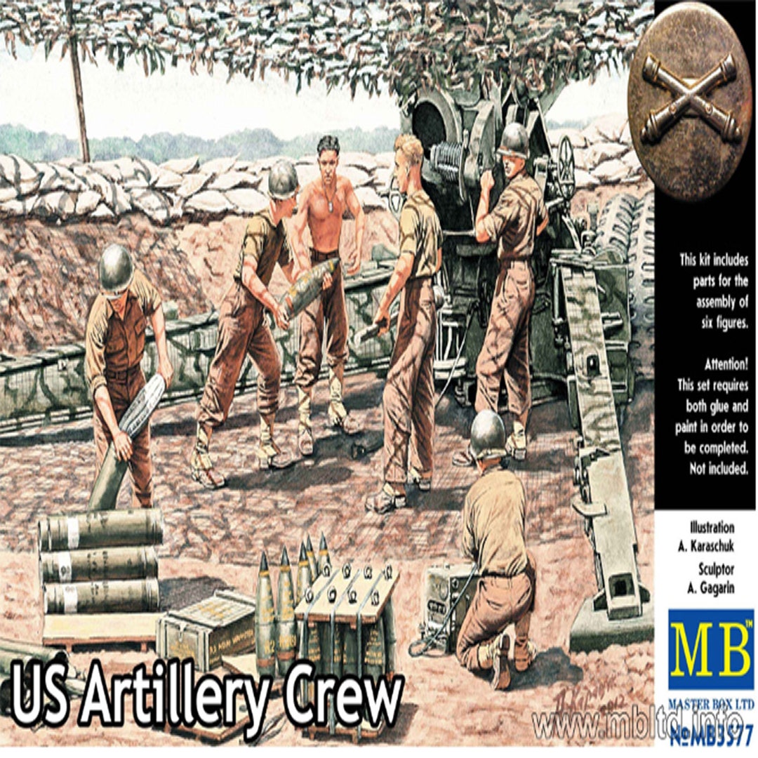MASTER BOX US Artillery Crew 6 Figure Set - 1/35 Scale WWII Plastic Model Kit, Unpainted & Unassembled - View #6