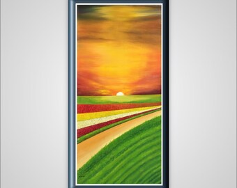 Landscape sunset for wall art decoration .