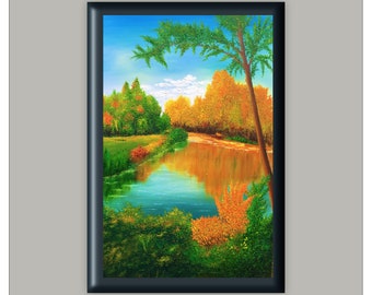 Autumn scenery, autumn colors ,large painting on canvas.