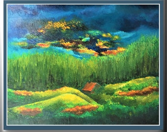 Original oil painting on canvas, large landscape wall art.