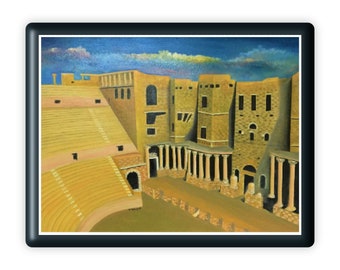 Architecture wall art, Historical theatre, ancient architecture painting.