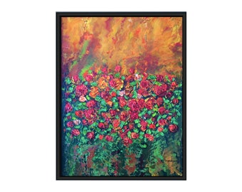 Original abstract fine art ,oil painting flowers.