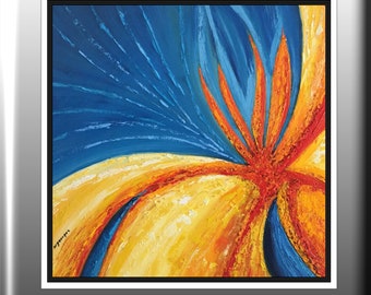 Abstract flowers painting , impressionist wall art.