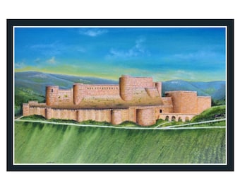 Architecture wall art ,Original castle oil  painting