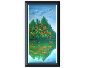 Autumn wall art, autumn landscape, Autumn reflection