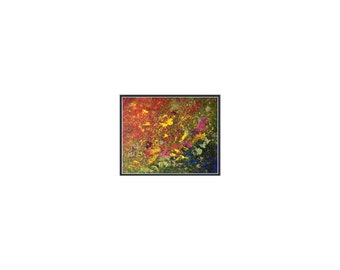 Contemporary acrylic painting,spring abstract flowers.