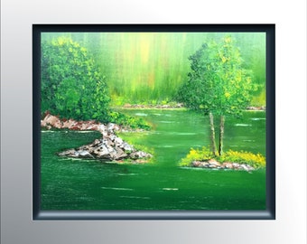 pintura a óleo original, pintura de paisagem sobre tela.