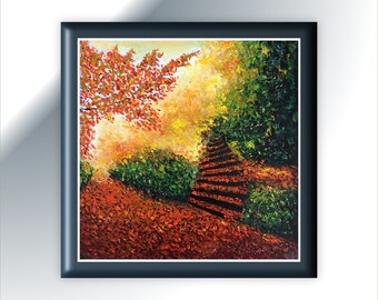 Arte moderno de otoño, obras de arte de otoño, paisaje de otoño.