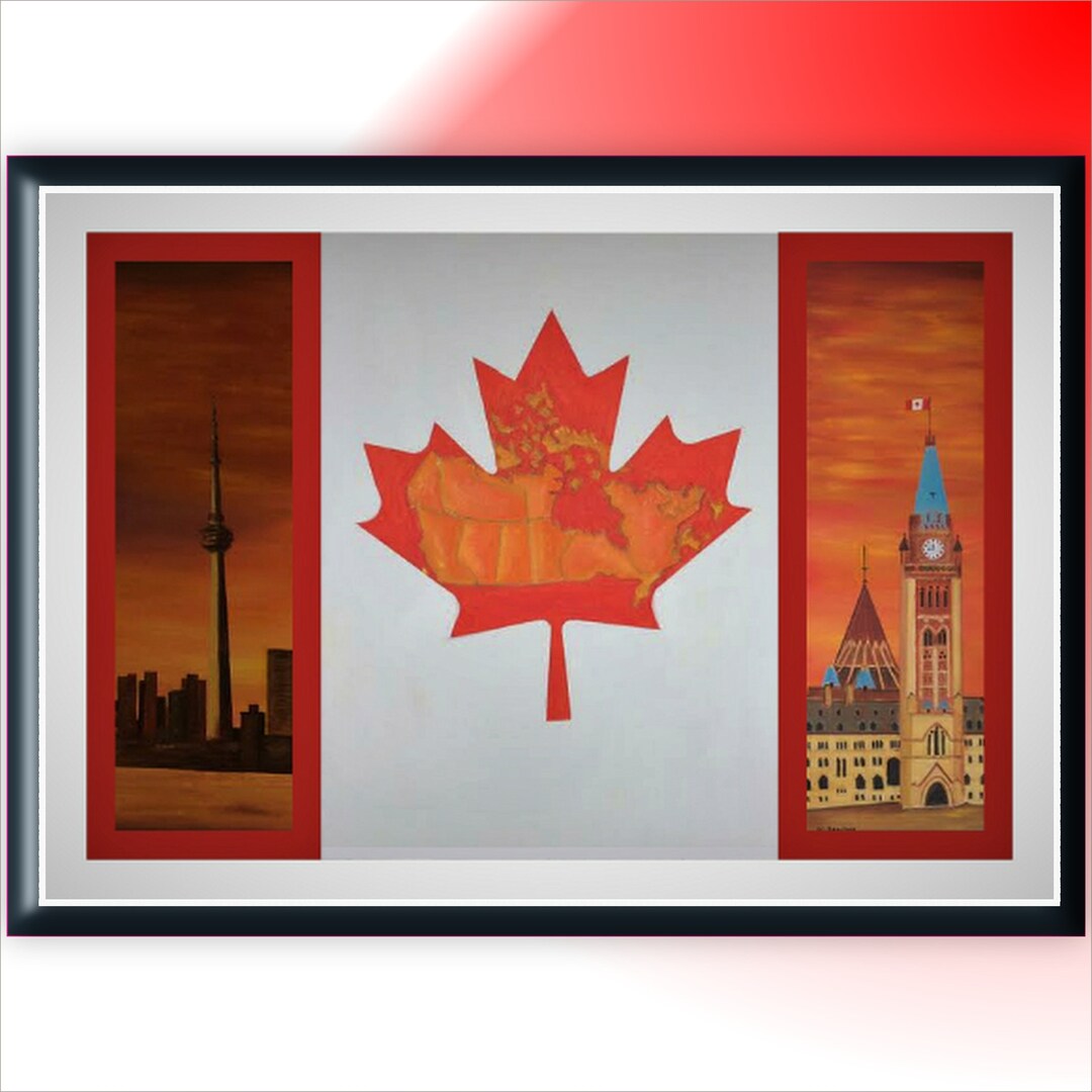 Flag Oil Painting on Canvas, Canadian Art. Etsy