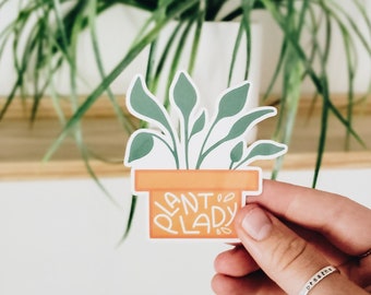 Plant Lady Sticker || Decal || Vinyl Sticker || Plant Mom || Plants || Cute || Friends Gift Idea || Water Bottle Stickers ||