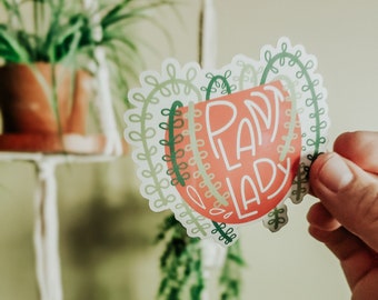 Plant Lady Hanging Plant Sticker || Decal || Vinyl Sticker || Plant Mom || Plants || Cute || Friends Gift Idea || Water Bottle Stickers ||