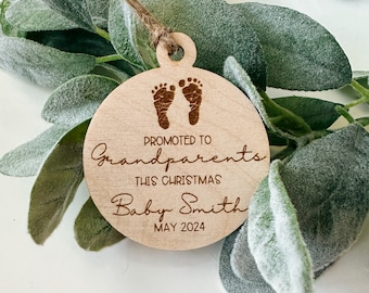 Baby Announcement || Custom Wooden Ornament || Pregnancy Announcement || Expecting || Grandparents to be || Grandparent Gift || Custom ||
