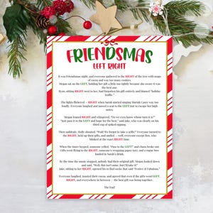 Funny Friendsmas Left Right Game Printable, Pass the Present Gift Exchange Party Game, Holiday Friends Gift Swap, Instant Download CG01