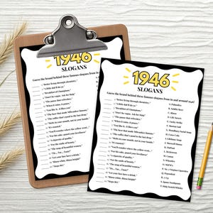 80th Birthday Slogans Game, TV and Radio Trivia Game, 1946 Trivia Match up Quiz, 80th Birthday Game, 1946 Birthday Games, Born in 1946 image 4