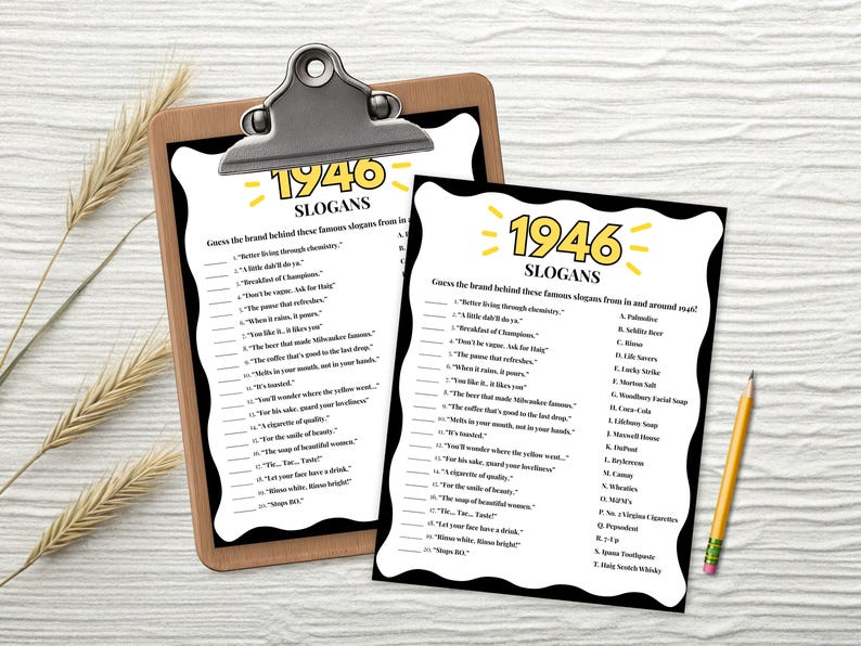 80th Birthday Slogans Game, TV and Radio Trivia Game, 1946 Trivia Match up Quiz, 80th Birthday Game, 1946 Birthday Games, Born in 1946 image 4