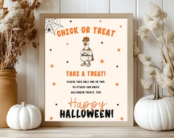 Halloween-Zeichen Küken oder Saures, Süßes oder Saures Tischschild, Süßes oder Saures Süßigkeitsschild, Halloween-Trick-oder-Treaters-Veranda-Zeichen HT01