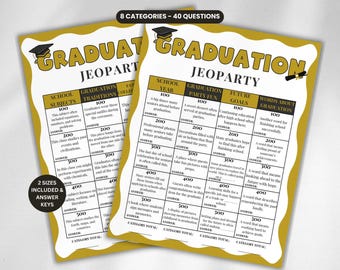 Graduation Jeopardy, Graduation Game, Graduation Trivia, Graduation Party Game, Class of, High School Grad Game, College Grad Game