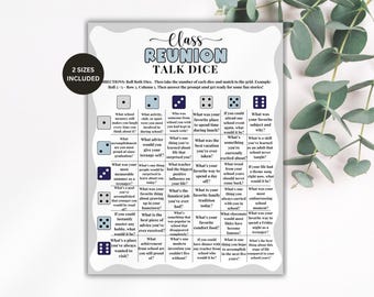 Class Reunion Talk Dice Game, Printable Class Reunion Game, Class Reunion Activity, High School Reunion Game, Game for Class Reunion