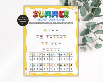 Summer Secret Code Game, Summer Game for Kids Adults, Summer Puzzle Activity, Senior Summer Party Game, Office Game, Beach Themed Game