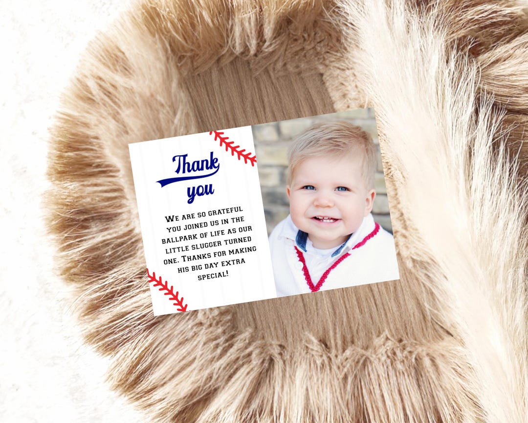 Baseball Birthday Photo Thank You Card, Rookie of the Year, Baseball ...