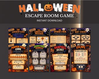 Printable Halloween Escape Room Game, Halloween Games, Haunted House Party Game, Kids, Teens, Families & Classrooms, Halloween Office Game