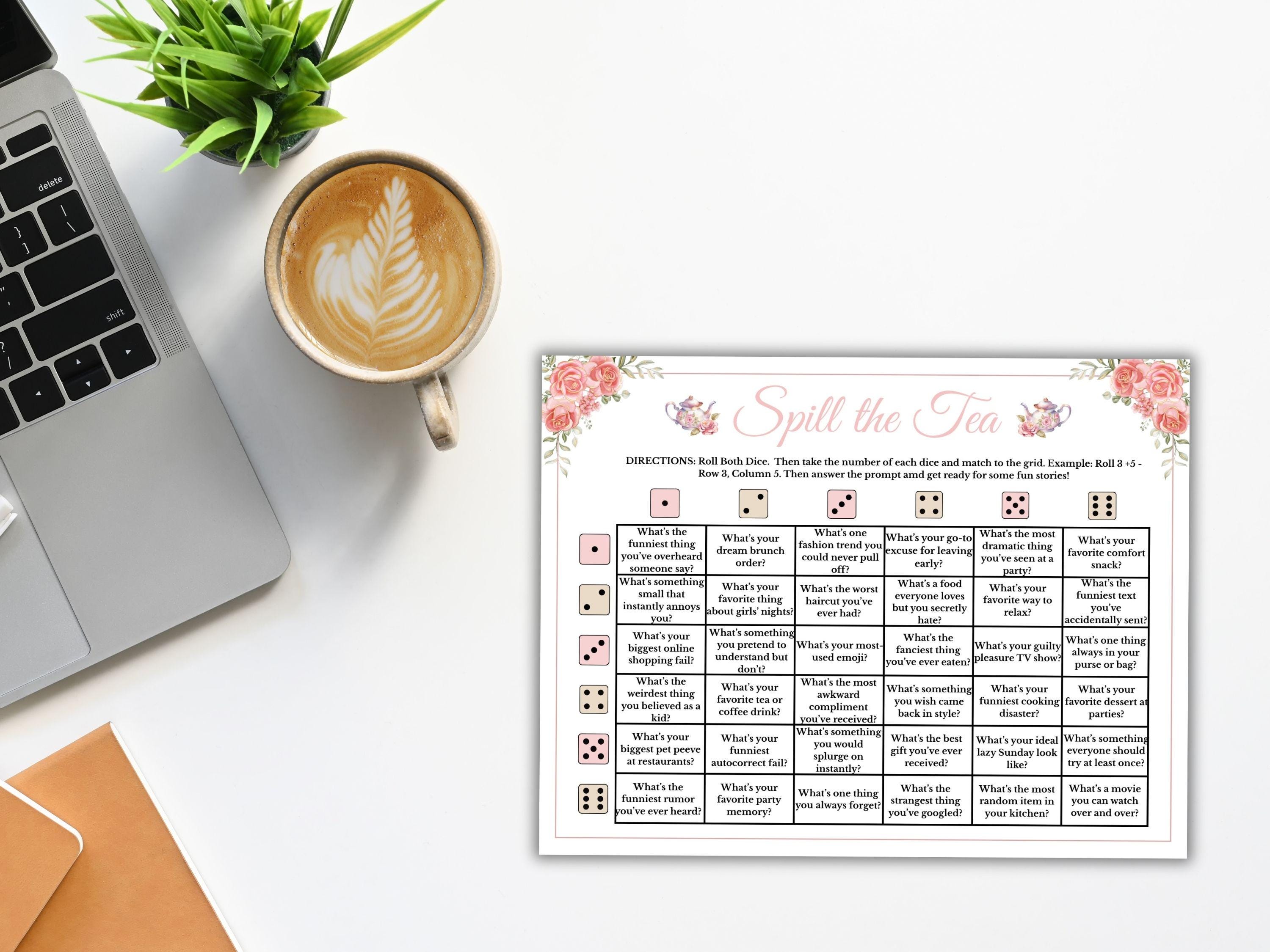 Spill the Tea Game, Tea Party Games, Tea Party Birthday Game, Bridal ...