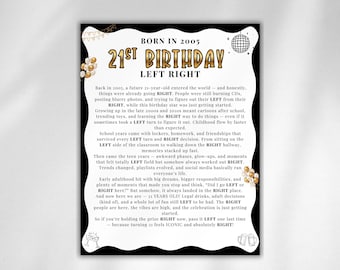 21st Birthday Left Right Game, 21st Birthday Game for Him Her, 21st Birthday Pass the Prize, Pass the Gift Exchange, Born in 2005 game