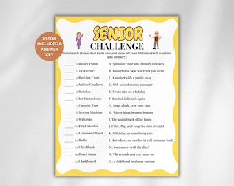 Senior Challenge, Games for Senior Citizens, Elderly Icebreaker Games, Seniors Brain Teasers, Senior Party Games, Seniors Memory Game