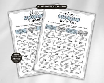 Class Reunion Jeopardy, Printable High School Reunion Game, Class Reunion Activities, Class Reunion Trivia, Class Reunion Games