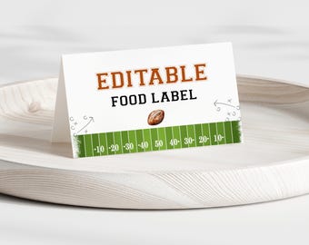 Football Food Tent Label Cards,erstes Jahr Down Football Geburtstagsfeier-Dekor, Entwurf Food Tents, Fußball-Lebensmitteletikettentische LD01