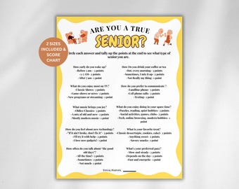Game for Senior Citizens, Are you a True Senior, Elderly Icebreaker Games, Seniors Brain Teasers, Senior Party Game, Seniors Memory Game