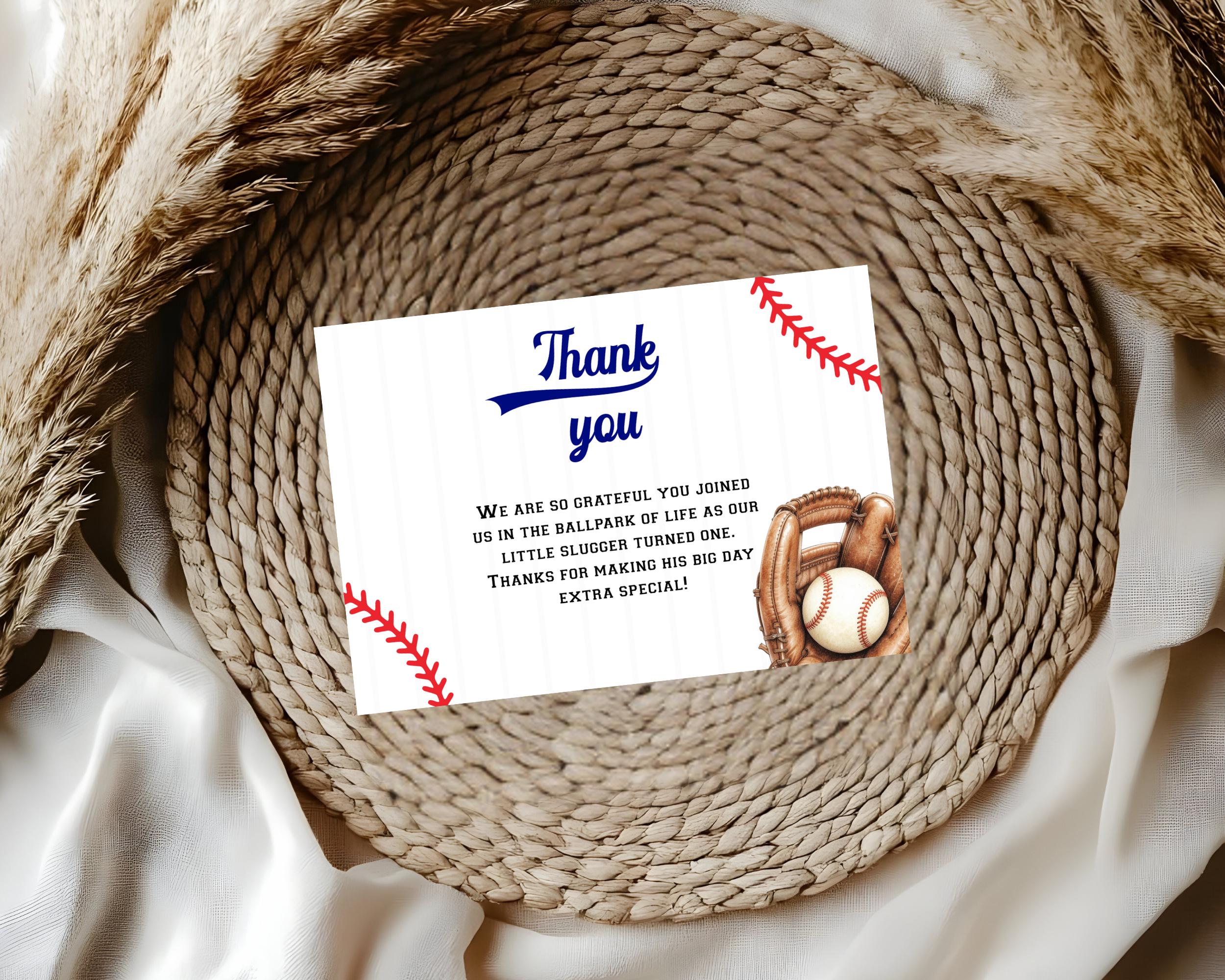 Baseball Birthday Thank You Card, Rookie of the Year Baseball Party ...