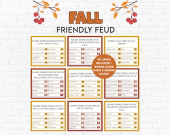 Fall Friendly Feud Game, Printable Fall Family Feud Game for Kids Adults, Thanksgiving Game, Harvest Party, Fall Party Game, Autumn Activity