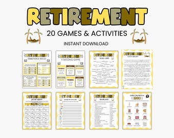 Ruhestands-Spielpaket, Ruhestands-Partyspiele, Ruhestandsfehde, Rentnerspiele und -aktivitäten, Ruhestandsslogans, Seniorenspiele