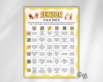 Senior Roll & Share Game, Game for Senior Citizens, Elderly Icebreaker Games, Seniors Memory Games, Senior Birthday Activities, Senior Group