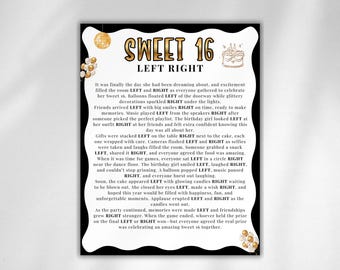 Sweet 16 Geburtstag links rechts Spiel, 16. Geburtstag Pass den Preis, Pass die Gegenwart, Pass die Geschenkbörse, 16. Geburtstags-Aktivität, 2010 Spiel