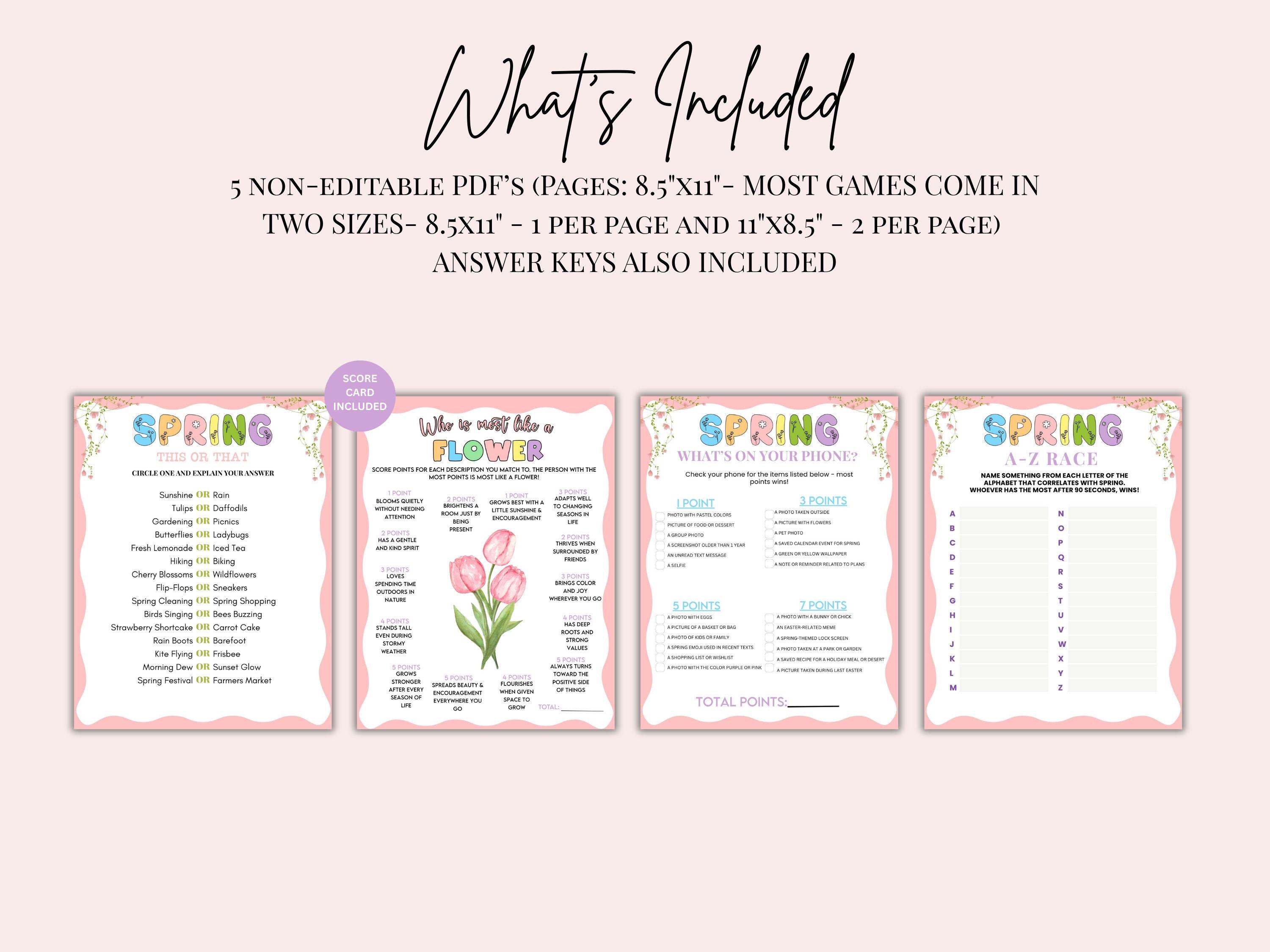 Ice Breaker For Spring Spring Games Bundle, Spring Activities for Kids Adults Seniors, Spring ...