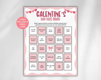 Galentine's Bingo Game, Valentine's Bad Date Bingo, Galentine's Party Game, Icebreaker Bingo, Galentine's Activity, Galentine's Game