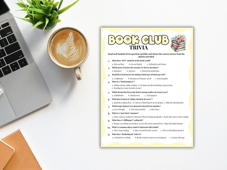 Book Club Trivia Game, Printable Book Quiz, Book Club Icebreaker Games ...