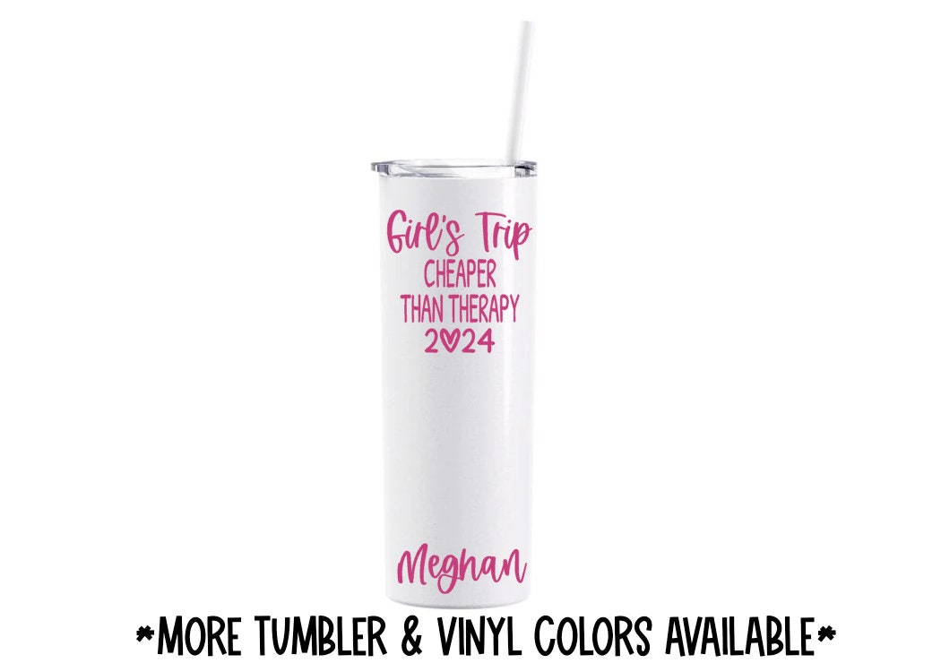Personalized Girls Trip Cheaper Than Therapy Pilsner Style Tumbler -  LemonsAreBlue