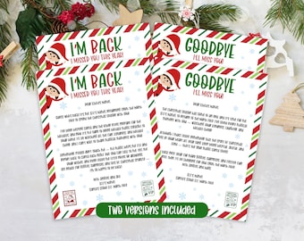 Editable Elf Arrival & Goodbye Letter Bundle, North Pole Elf Printable Set, Christmas Kids Tradition, Elf Return, Canva Template CM01