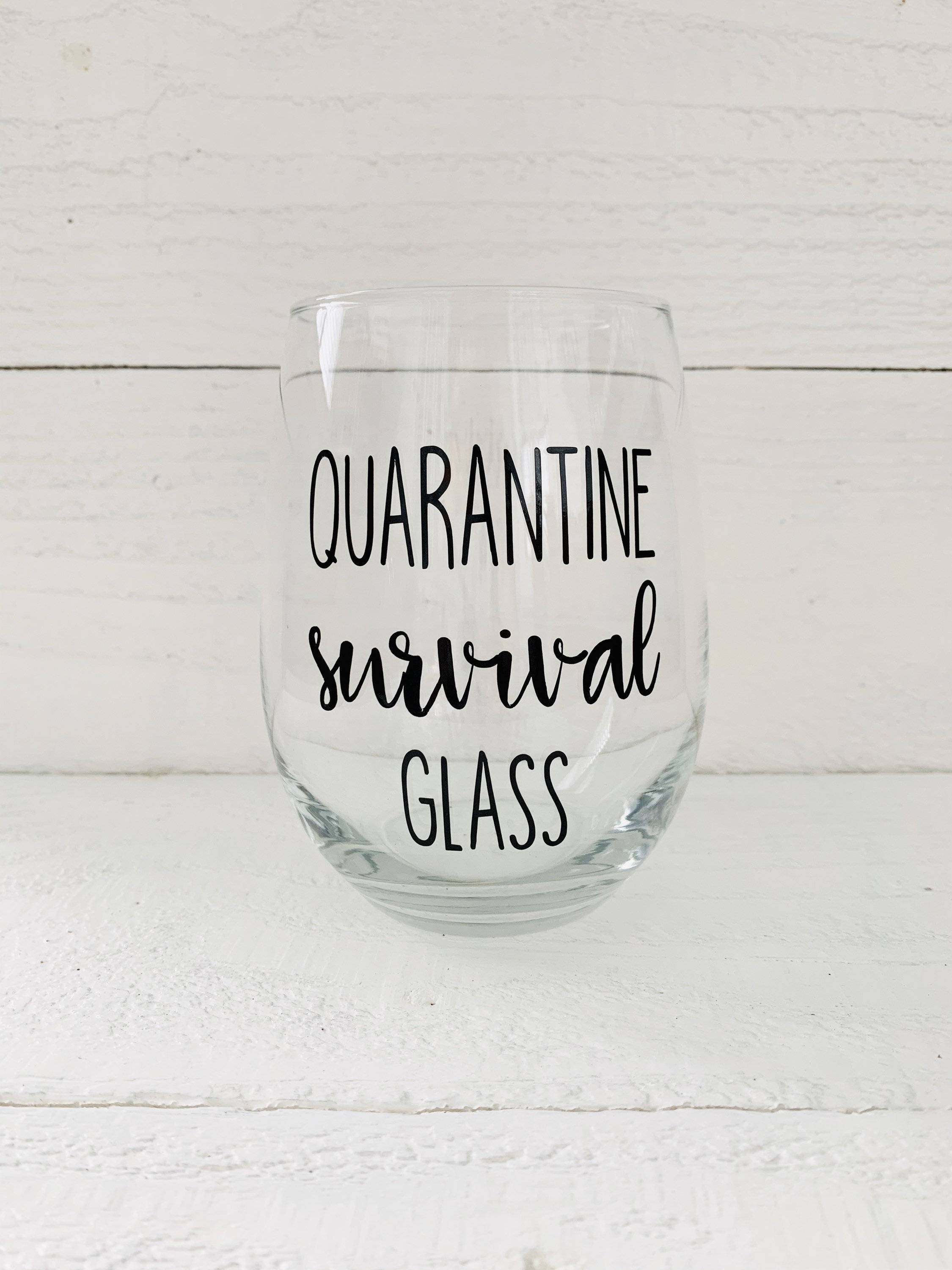 Quarantine survival glass / stemless wine glass/ pandemic 2020 / quar…