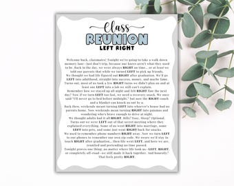 Klassentreffen links rechts Spiel, Klassentreffen-Partyspiele für Erwachsene, High School Reunion Spiele, Klassentreffen-Eisbrecher