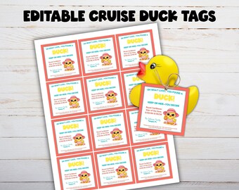 Bearbeitbarer Sommer Cruise Duck Tag, Cruising Duck Karten, Sie haben eine Ente für Cruise Duck Versteckspiel gefunden, Cruise Label, Spring Cruise Duck Tag