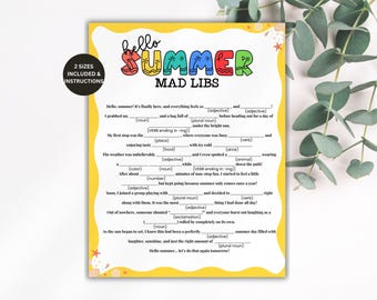 Summer Mad Libs Game, Fun Summer Game for Kids Adults, Summer Party Games, Summer Vacation, Summer Shower Game, Office Summer Ice Breaker